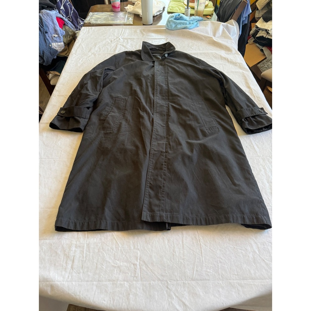 Alfani Mens Black Trench Coat Macy's Exclusive Overcoat Jacket 42R warm luxury